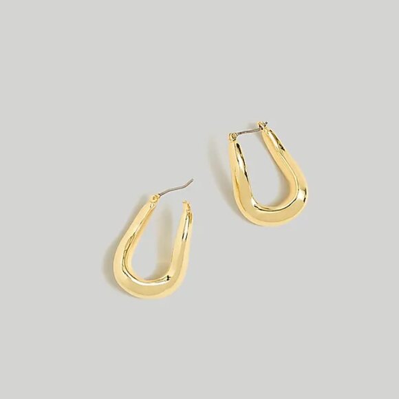 Madewell Twisted Puff Hoop Earrings Gold Plated Brass Classic Modern Earrings - Picture 1 of 12